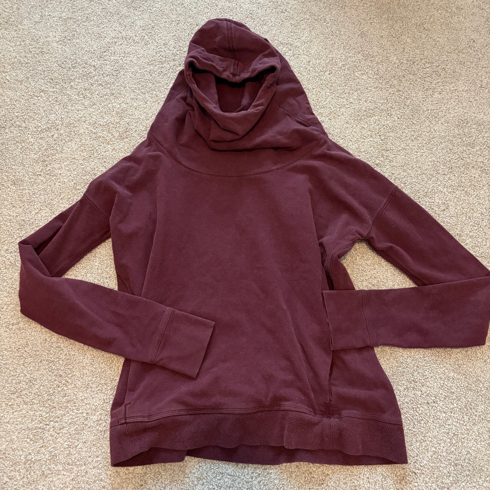 Lululemon Cowl Neck Hoodie Sweatshirt Womens 10 Burgundy Purple Athleisure
